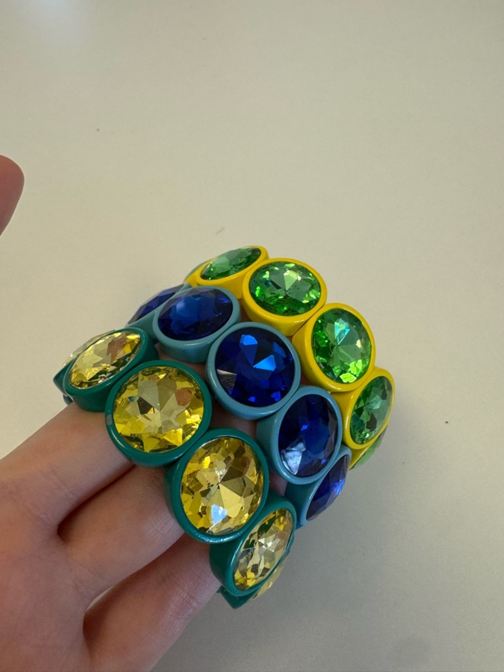 Colorful Stretch Bracelets with Large Faceted Gems - Picture 2 of 2